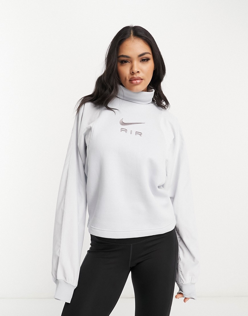 Nike Air corduroy fleece sweatshirt in pure platinum-Silver