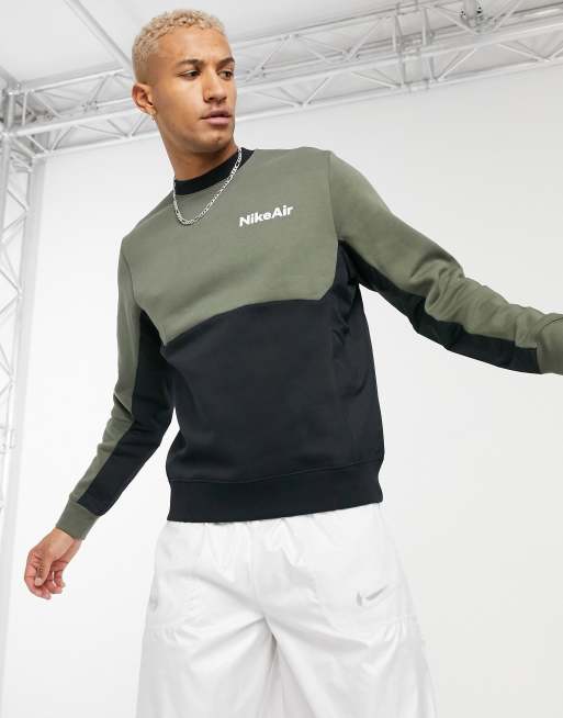 Nike Air crew neck sweat in khaki black