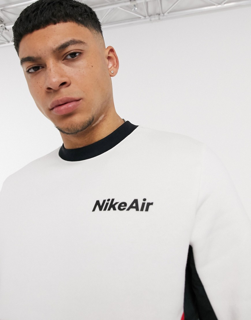Nike Air crew neck sweat in white/red