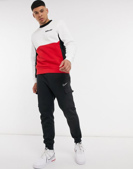 Nike air crewneck sweatshirt white hot sale black red