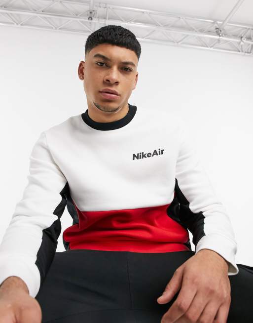 Nike Air crew neck sweatshirt in white red