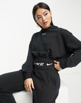Nike Air crop fleece hoodie in black