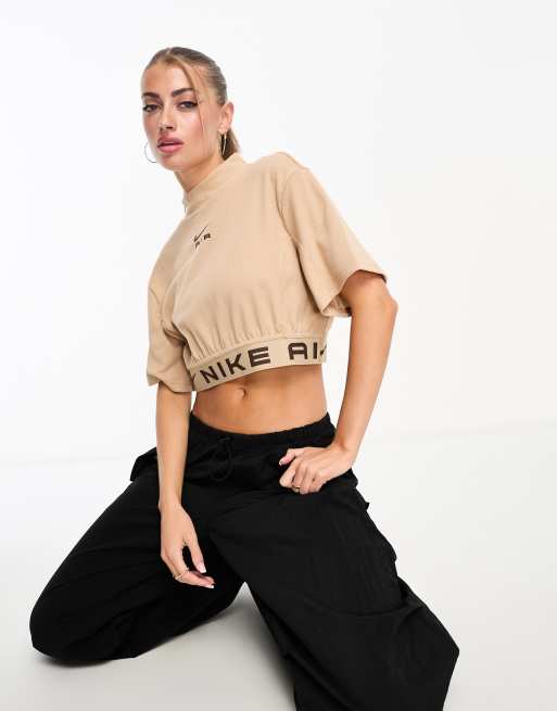 Nike Air crop top in hemp brown