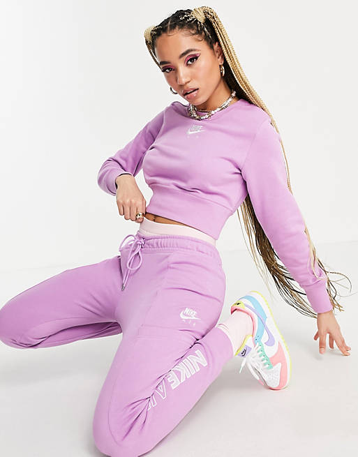 Women Nike Air cropped fleece sweatshirt in violet purple 