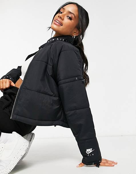 나이키 Nike Air cropped padded synthetic jacket in black,Black
