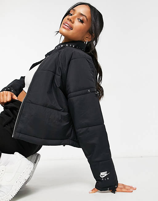 Nike Air cropped padded synthetic jacket in black