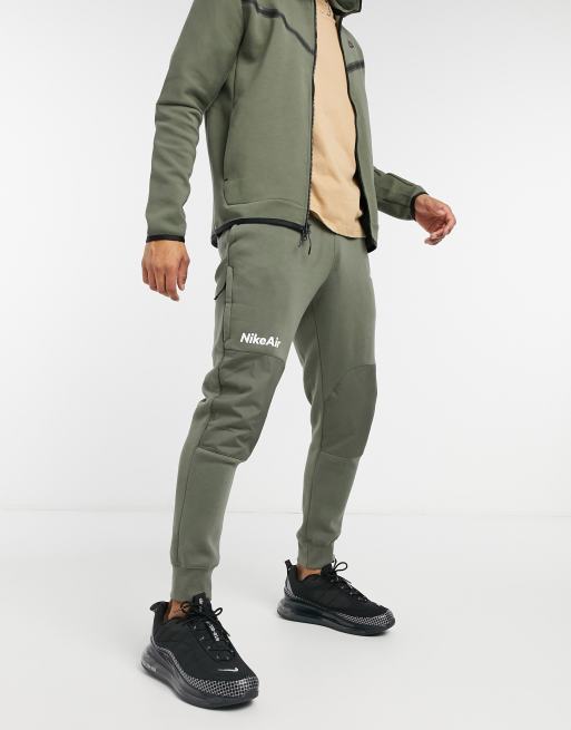 Nike Air cuffed sweatpants in dark khaki | ASOS