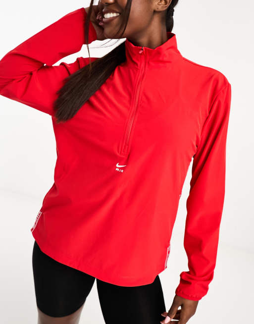 Nike Air Dri FIT half zip woven jacket in in red ASOS