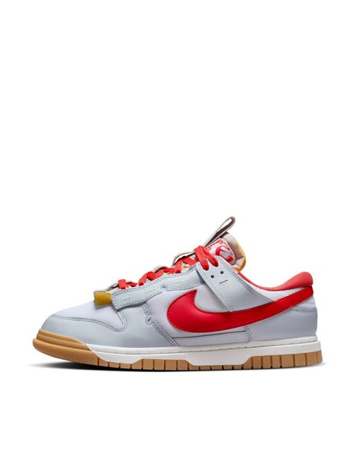 Nike – Air Dunk Jumbo – Sneaker in Grau und Rot