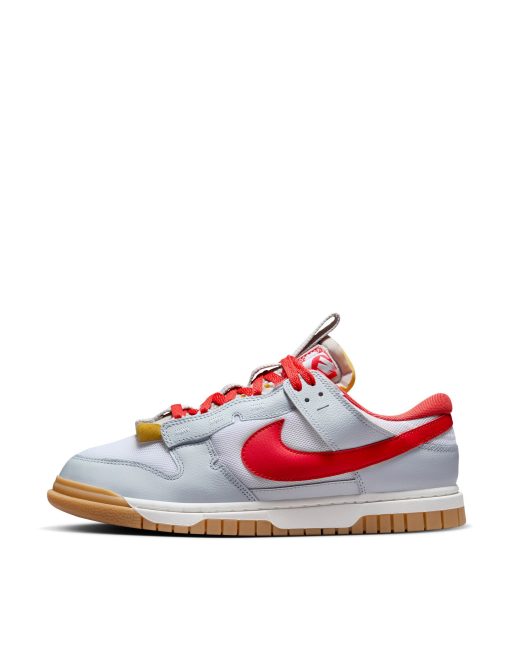 Nike – Air Dunk Jumbo – Sneaker in Grau und Rot