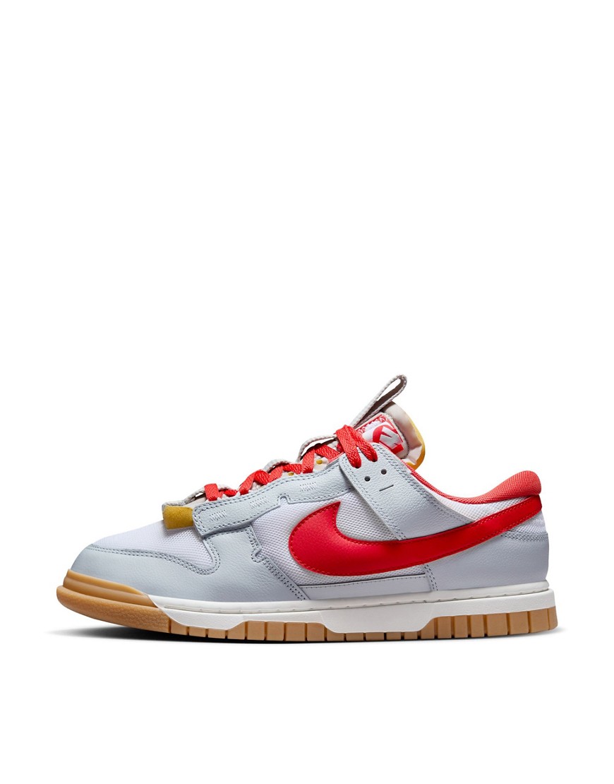 Air Dunk Jumbo sneakers in white, gray and red