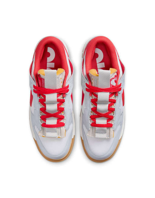 Nike Air Dunk Jumbo sneakers in white gray and red