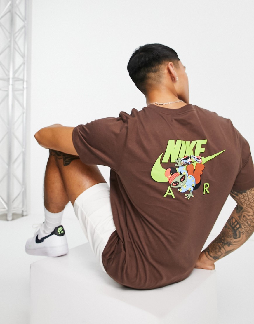 Nike Air Fantasy Alien graphic back print T-shirt in dark brown