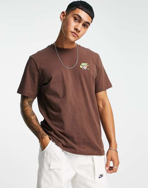 Nike Air Fantasy Alien Graphic Back Print T Shirt In Dark Brown Asos