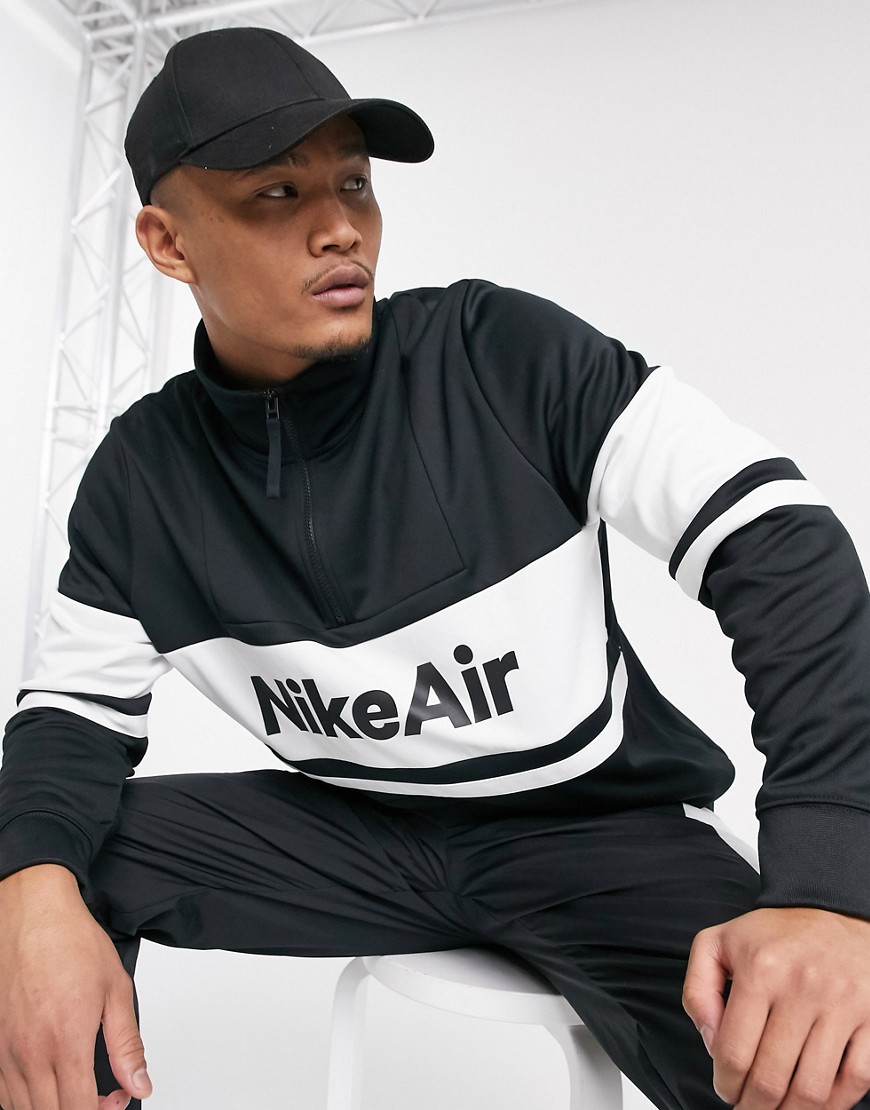 Nike Air - Felpa con zip corta in maglia di poliestere nera-Nero