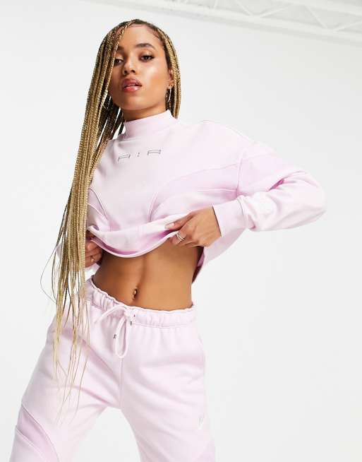 Nike Air Felpa corta in pile con collo a lupetto colore rosa reale ASOS