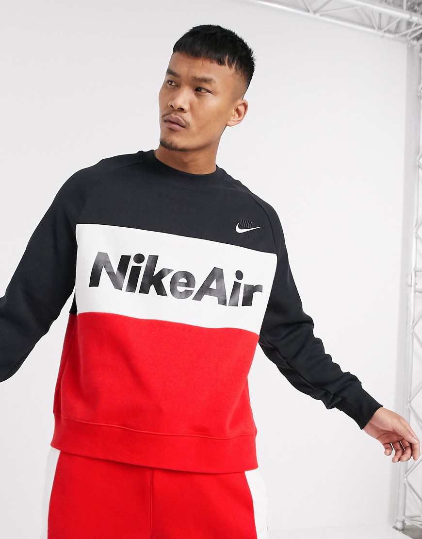 Nike Air - Felpa girocollo colorblock rossa/nera-Rosso