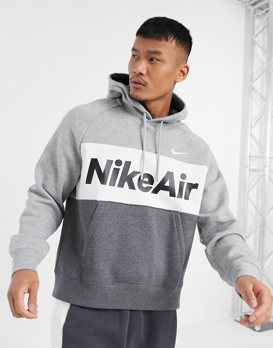 Nike - Air - Felpa grigia con cappuccio-Grigio