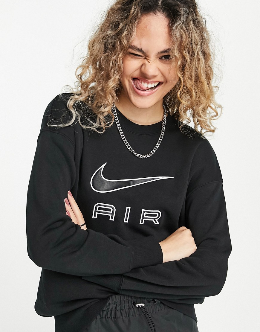Nike Air fleece crew neck sweatshirt in black