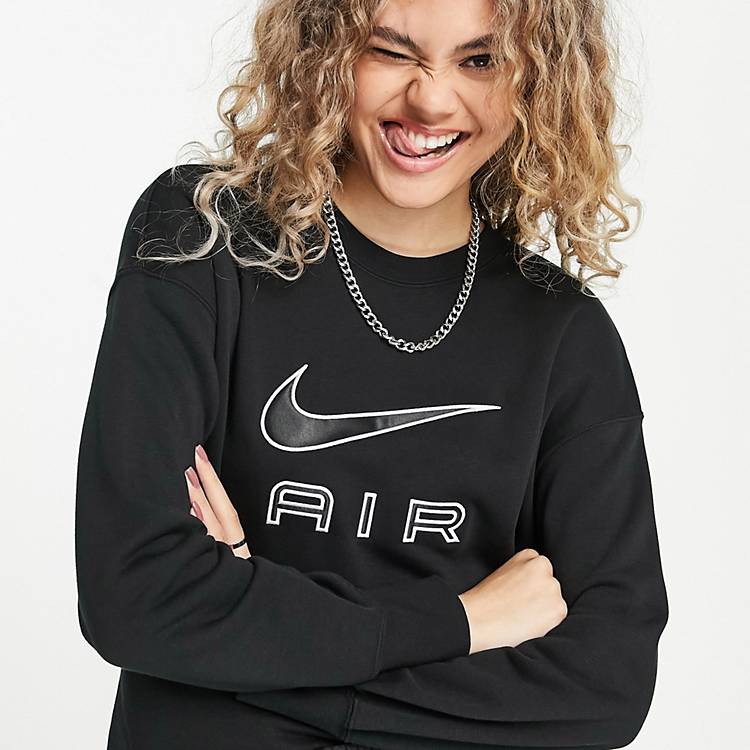 Nike Air fleece crew neck sweatshirt in black | ASOS
