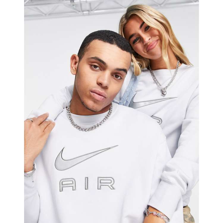 Nike Air fleece crew neck in pure platinum | ASOS