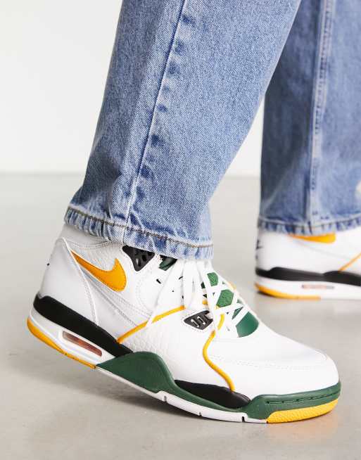 Nike Air Flight 89 Sneakers in wit en geel ASOS