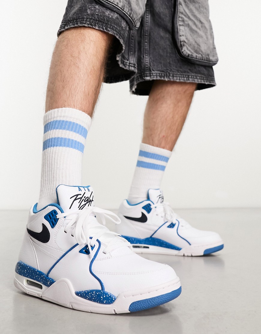 Nike Air Flight 89 trainers in white and blue