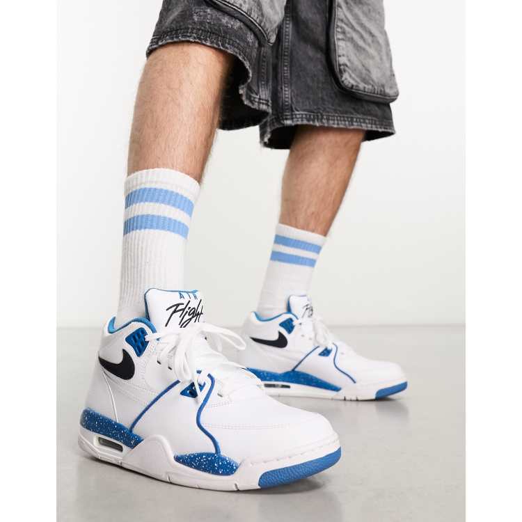 Nike Air Flight 89 trainers in white and blue