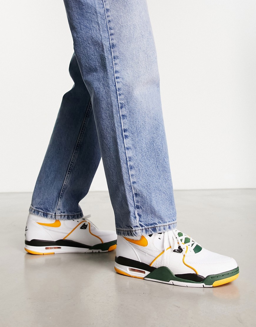 Nike Air Flight 89 trainers in white and yellow