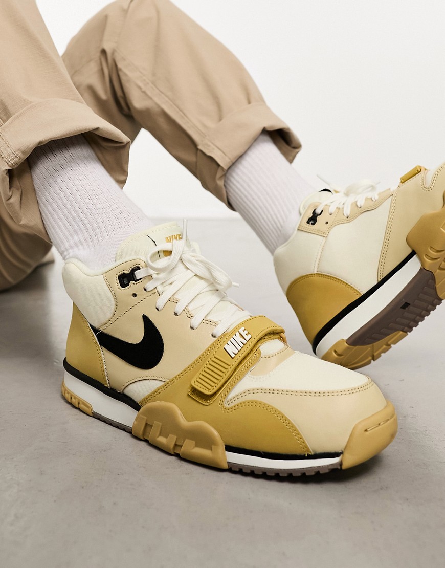 nike air flight mid trainers in gold