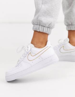 Nike air blanche et doré best sale