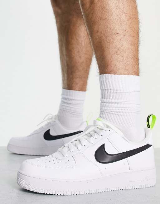 Nike - Air Force 1 '07 - Baskets - Blanc/noir volt, 4 de 4