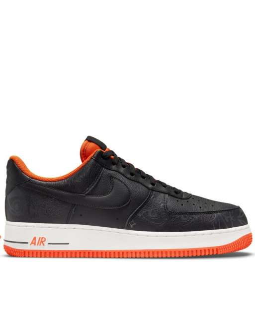 Nike Air Force 1 07 Baskets phosphorescentes Noir et orange