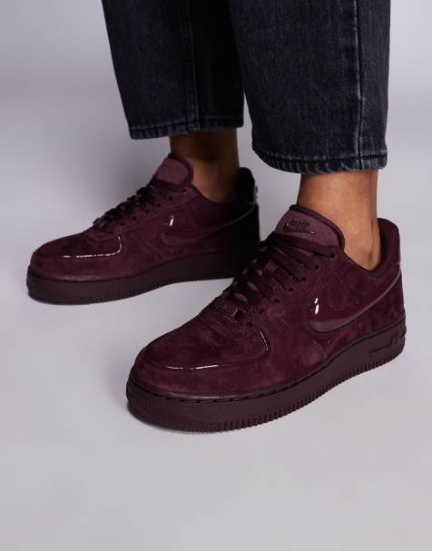 Nike Air Force 1 '07 bubble swoosh trainers in burgundy - view 1