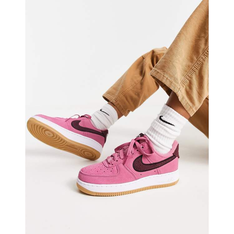 Nike Air Force 1 07 cosy trainers in desert berry and burgundy ASOS