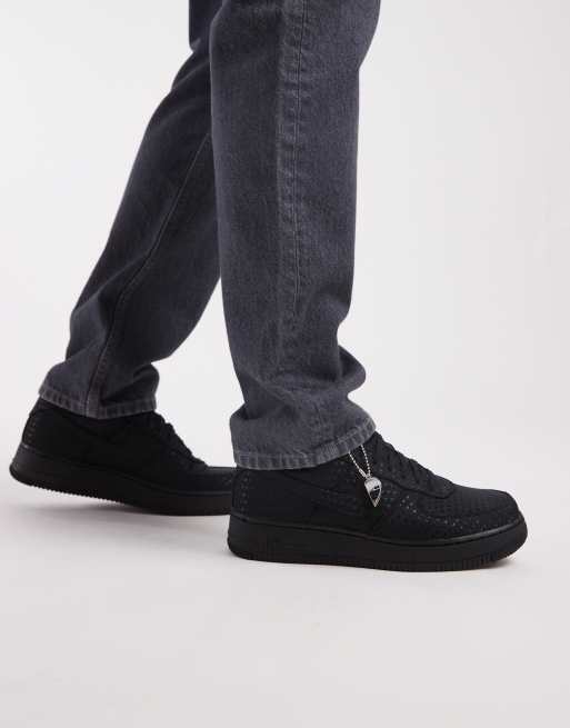 Nike – Air Force 1 '07 – Czarne buty sportowe z wyhaftowanymi sercami, 2 z 5