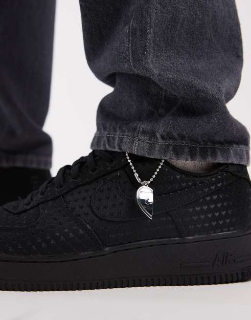 Nike – Air Force 1 '07 – Czarne buty sportowe z wyhaftowanymi sercami, 3 z 5