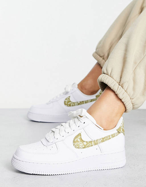Nike Air 1 ESS sneakers in white and brown | ASOS