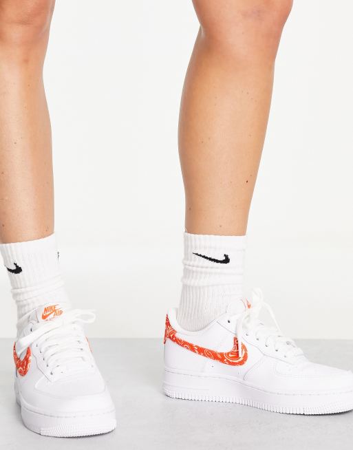 nike air force 1 orange and white