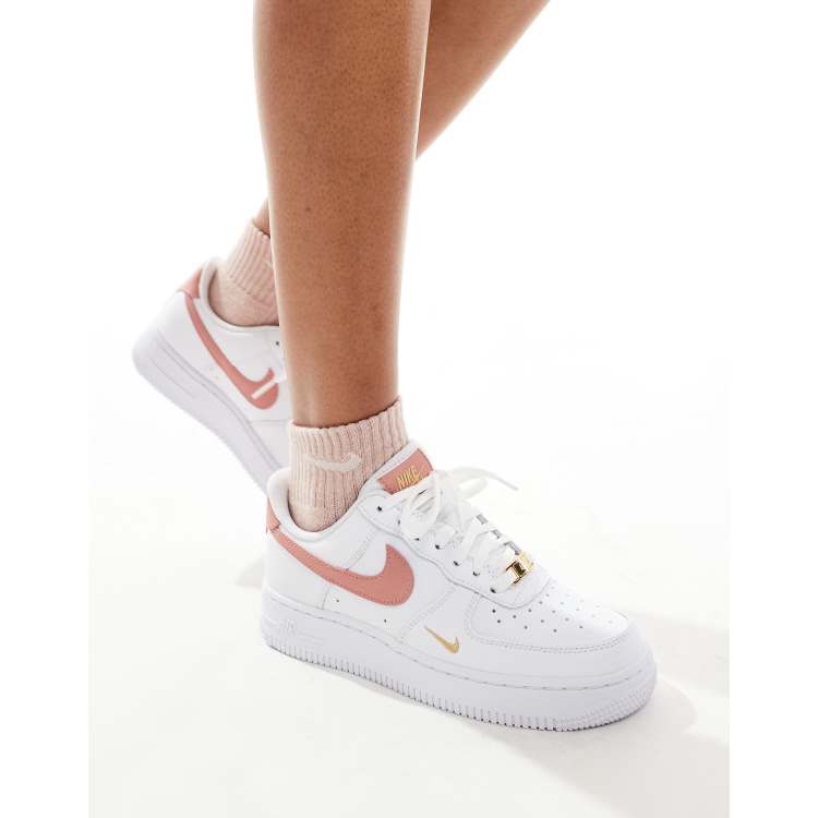 Nike Air Force 1 07 ESS trainers in white and pink ASOS