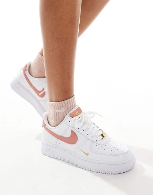 Tan, hotsell white, and pink nike air forces w slight platform