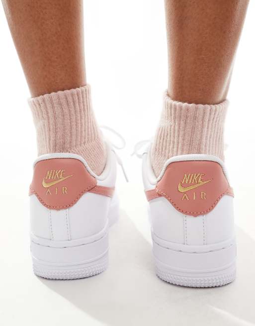 Nike Air Force '07 ESS trainers in white and pink ASOS