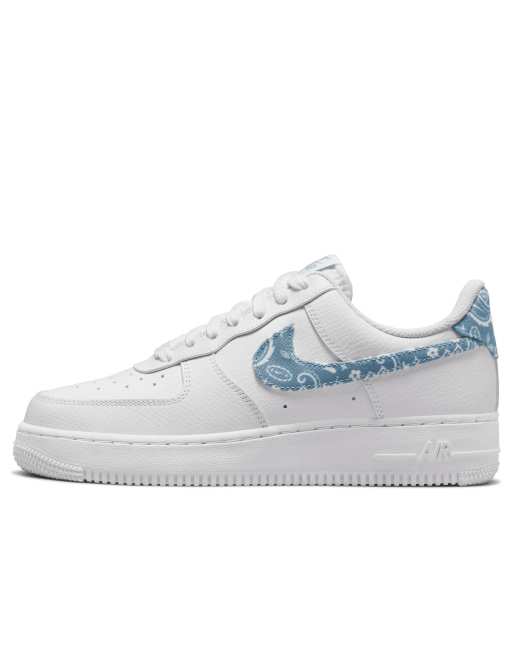 Nike Air Force 1 07 Essential sneakers in white worn blue ASOS