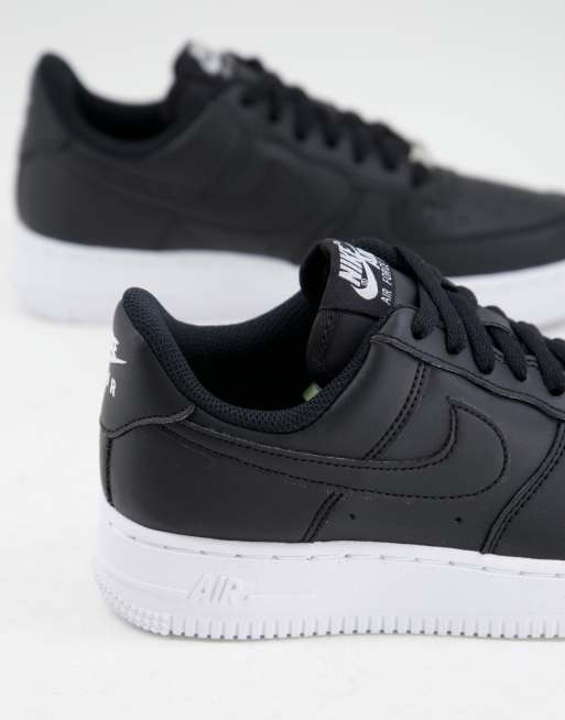 Air force 1 store black with white sole