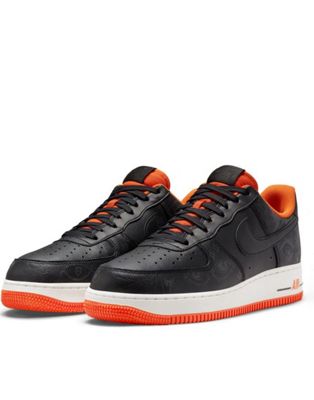 Nike Air Force 1 '07 glow in the dark trainers in black and orange