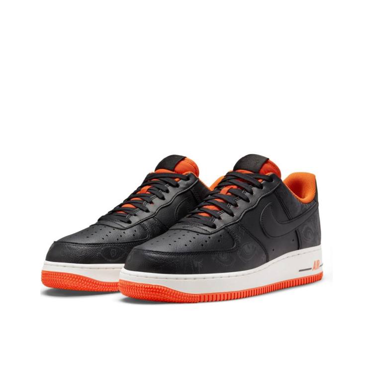 Nike Air Force 1 07 glow in the dark trainers in black and orange