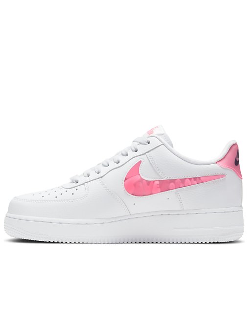Nike Air Force 1 '07 in white with love swoosh print Nike Air Force 1 '07 in white with love swoosh print