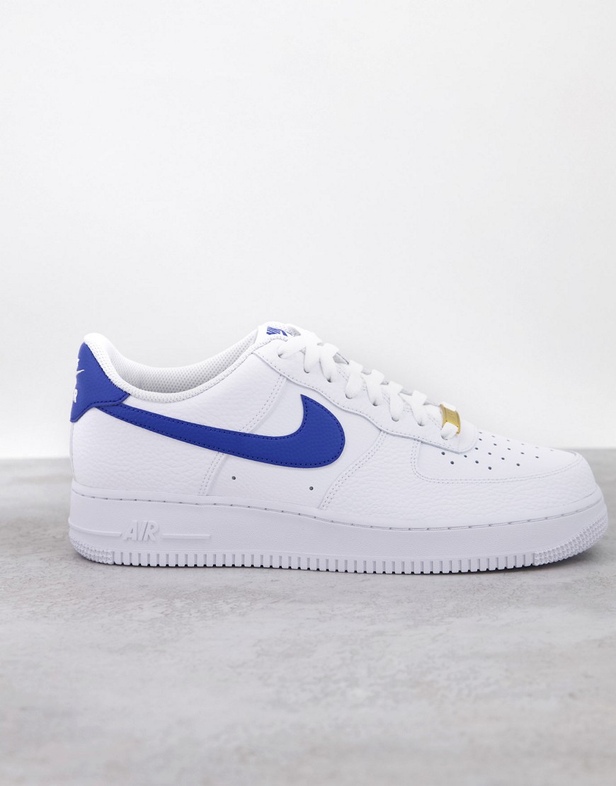 NIKE AIR FORCE 1 '07 LOW SNEAKERS IN WHITE AND ROYAL BLUE