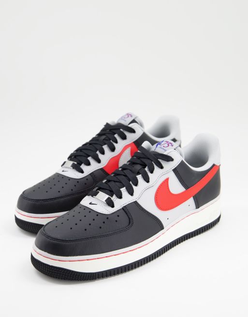 veer Garantie Uitgaan van Nike - Air Force 1 - '07 LV 8 EMB-sneakers in zwart en rood | ASOS