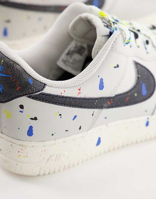 Nike Air Force 1 '07 LV8 BB paint splatter trainers in light bone Nike Air Force 1 '07 LV8 BB paint splatter trainers in light bone